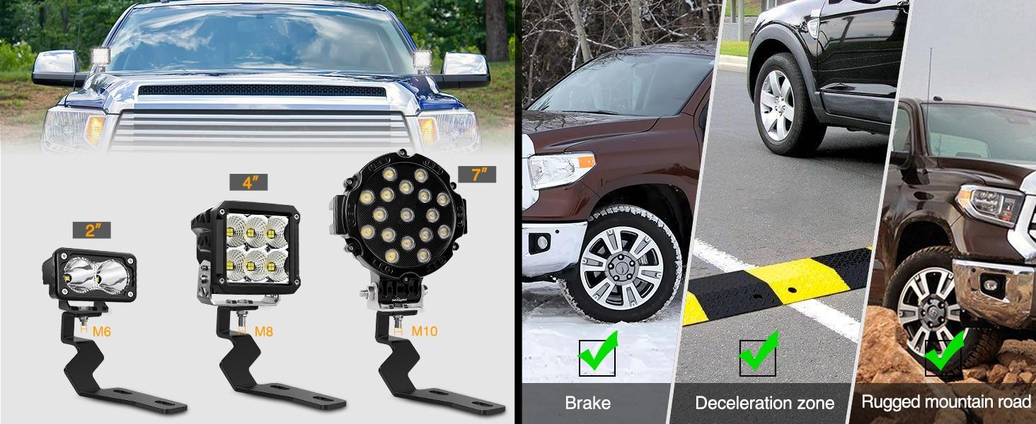 Nilight Ditch Light Brackets Hood Hinges Mount Bracket Kit for Auxiliary Offroad LED Pods Work Lighting Compatible with Toyota Tundra 2014 2015 2016 2017 2018 2019 2020 2021