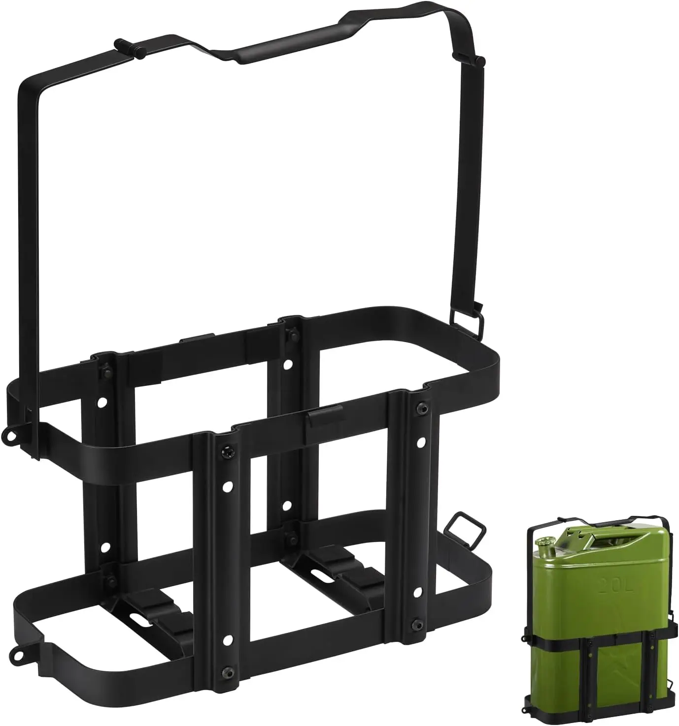 Lockable Jerry Gas Can Holder Rack, 5 Gallon / 20 Liter Steel Jerry Can Mount Brackets, Metal Fuel & Gasolina Container, Detachable Carrier Mount, Only Holder Rack, Gas Can not Included sohochic
