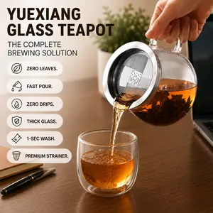Zero Dregs, Anti-Scald  - Stovetop Safe Borosilicate Tea Maker with Strainer for Loose Leaf, Office Travel Gift Anti-Scald All-in-One Cup for Office Desk Setup & WFH  15.2oz Tea Pot Glass Tea Pot Infusion Tea Kettle
