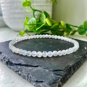 Moonstone Bracelet for Women - Handmade Moonstone Jewelry for Emotional Balance, Stress Relief, and Love - Mystical White Moonstone Bracelet for Friendship & Harmony