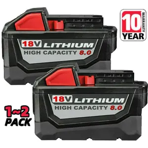 1~2Pack For Milwaukee for M18 Lithium 8.0Ah Extended Capacity Battery 48-11-1860