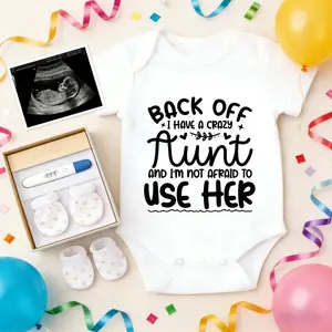 Soft Baby Bodysuit Back Off I Have A Crazy Aunt Print 100% Pure Cotton Non-Irritating Snap Closure Breathable Stretchy Perfect For Gifting & Everyday