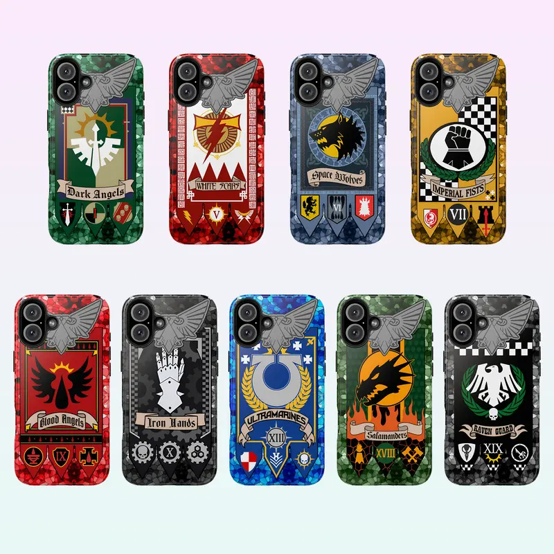 Warhammer Space Marine loyalist legions Phone Case, Chapter Armor Design for iPhone 16 Pro Max 15 14 13 12 11, Shockproof Durable TPU Case