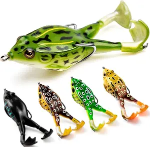 Summer Spring Gift Frog Lure Bass Trout Fishing Lures Kit Set Realistic Prop Frog Soft Swimbait Floating Bait with Weedless Hooks for Freshwater Saltwater