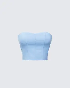 Delores Blue Denim Bustier Top