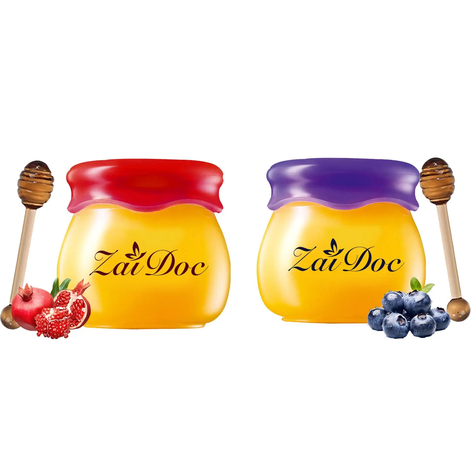 [Buy 1 Get 1] Blueberry & Pomegranate Honey Lip Treatment - Moisturizer, Plumper, Hydrating Dry Lips Care Solution for Daily Use, Hydrate, Blueberry Scented Lip Treatments