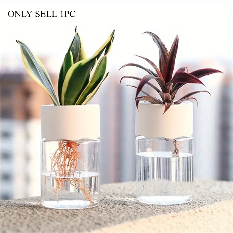 1pc Mini Hydroponic Flower Pot Home Vase Decor Transparent Imitation Glass Soilless Plant Pots Green Plants Pot For Home Decoration