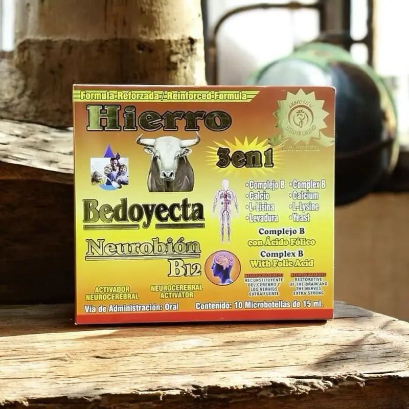 HIERRO 3 en 1 Drinkable 3 in 1 Iron, Bedoyecta, and Neurobion B12 Vitamin