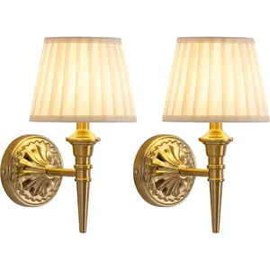 Cordless Wall Sconces Set of 2, Small Wireless 5200mAh Rechargeable Battery Fabric LED Wall Lamps, Portables Lightings for Wall Painting, Living Room, Bedroom, Hallway, Gifts (Bulbs not included)