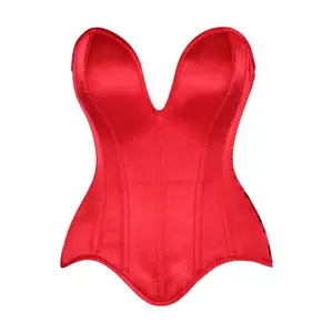 Top Drawer Steel Boned Red Satin Plunge Neckline Overbust Corset