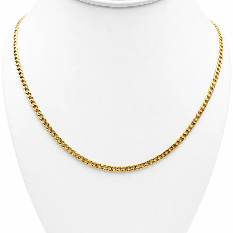 Oro 18k Cadena Cubana, 50cm - 20in - 3mm