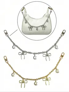Vintage Bow Moon Bag Charm, Unique Design Handbag Decoration, Star Chain Accessory for All Seasons, Casual Style Fabric Pendant