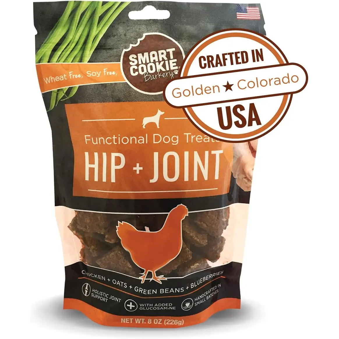 Smart Cookie All Natural Dog Treats - Healthy Hip and Joint Chicken Dog Biscuits with Glucosamine - Ideal for Senior Dogs and Sensitive Stomachs - Dehydrated, Crunchy, Human-Grade, Made in USA - 8oz