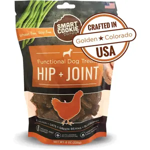 Smart Cookie All Natural Dog Treats - Healthy Hip and Joint Chicken Dog Biscuits with Glucosamine - Ideal for Senior Dogs and Sensitive Stomachs - Dehydrated, Crunchy, Human-Grade, Made in USA - 8oz