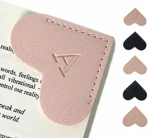 Personalized Leather Book Marks, Heart Bookmark, Unique Cute Handmade Letter Bookmarks Accessories for Reading Women, Teacher, Student, Book Lovers Book Mark Gifts (Pink, A)