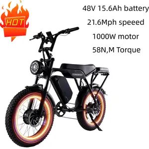 This electric bicycle is equipped with a 1000W motor and 16-inch × 4 all-terrain tires, easily handling both city roads and off-road terrain, with a range of up to 56 miles. fat tire Bike