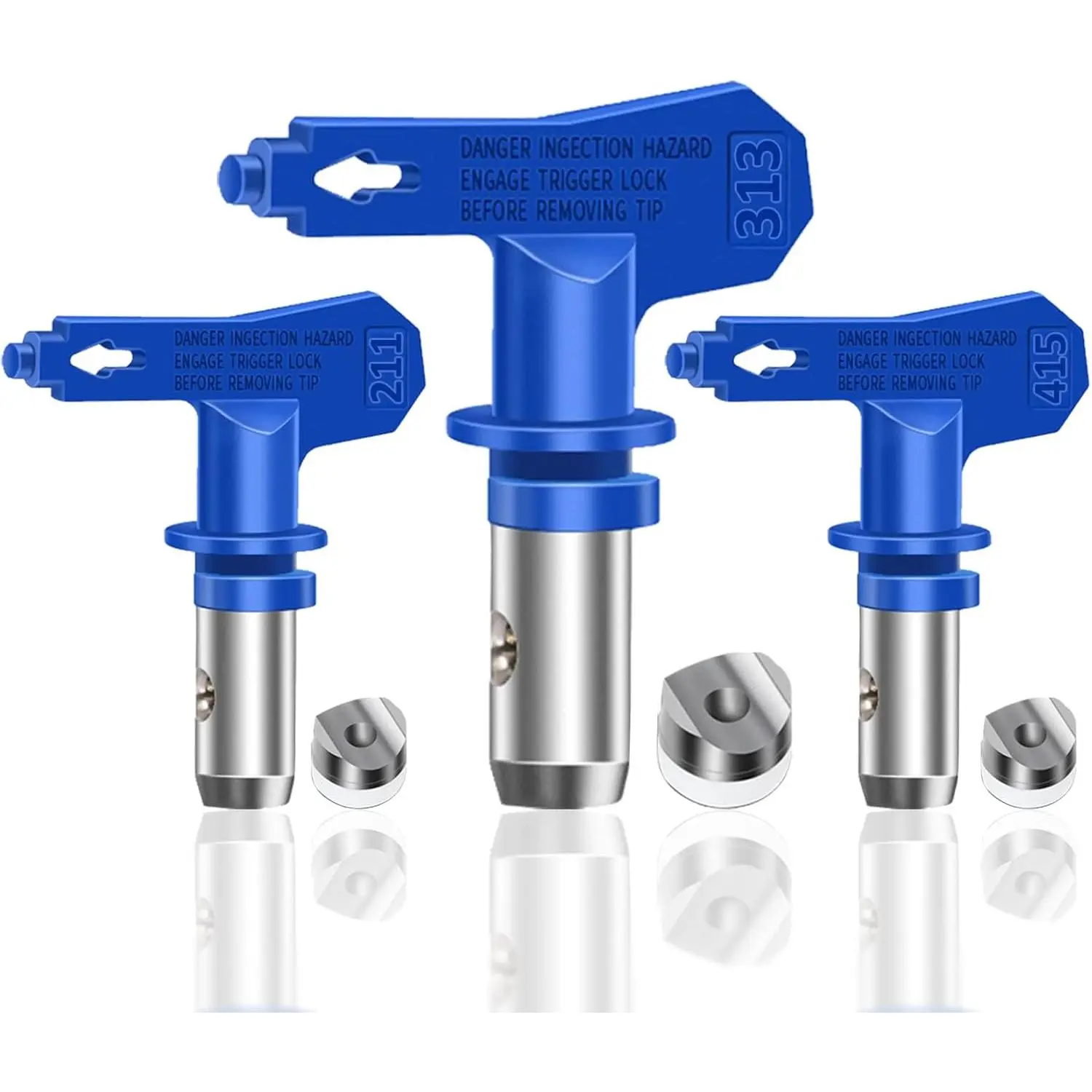 Leakproof Reversible Airless Sprayer Nozzles - Tungsten Carbide, 304 Stainless Steel, Airless Spraying Machine Compatible, Easy to Clean, for Home, Deck, Furniture, Fence Decoration (211, 313, 415)