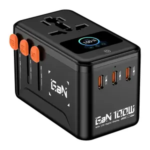 Pd100w Display Adapter Plug, Multi-Function Gan Fast Charging Travel Converter, USB PD Protocol, Non-Rechargeable Battery, Model Ol-A03d-Pq100