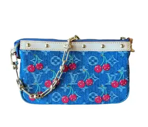 Pre-owned Louis Vuitton denim Shoulder Bags Monogram Cerise Pochette