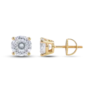 Moissanite Portuguese Cut Stud Earrings 925 Sterling Silver in 14K Gold
