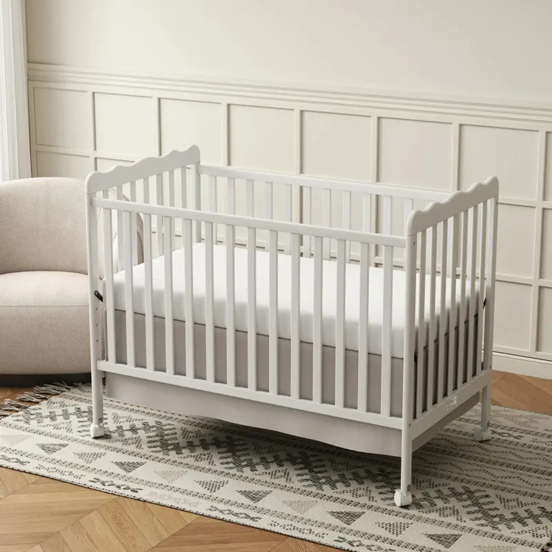 4-in-1 Convertible Wooden Infant Crib - Height Adjustable Baby Furniture with 3 Adjustable Bases, Removable Wheels, Non-Toxic Finishes, Converts to Toddler Bed & Daybed, Newborn Nursery Essential Decor, Crib For Infant, Height Adjustable Cribs