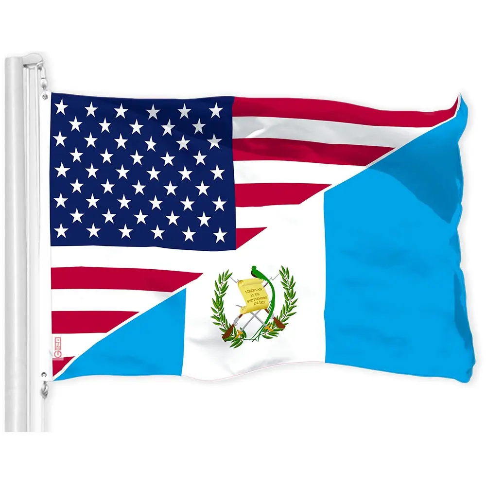 Guatemala USA Friendship Flag 3x5 ft Printed 150D Polyester, Single-Sided, Not Embroidered