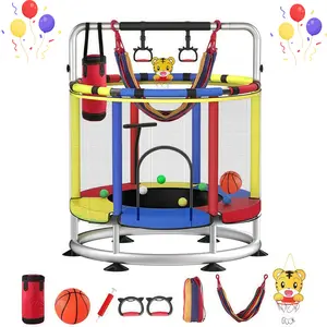 Adjustable Kid's Trampoline with Accessories - Includes Basketball, Hammock, and Swing Set for Fun Playtime,Kids Indoor/Outdoor Mini Trampoline Set,bubbles trampoline