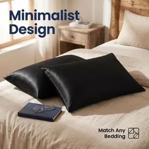 NTBAY 2-Pack Zippered Silky Satin Pillowcases - Ultra Soft & Breathable Matte Satin Pillow Covers, Frictionless Skin-Friendly Bedding for Hair and Skin, Set of 2