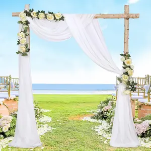 Wedding Arch Draping Fabric Ivory, White 2 Panels 6 Yards Sheer Chiffon Backdrop for Ceremony Party Indoor Outdoor