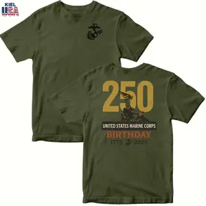 Marines 250th Birthday T-Shirt MADE IN USA, Marines 250 Year Anniversary Collection, USMC Inspired Patriotic Tee, Military Tribute Apparel, Gift for Marines, for Men & Women