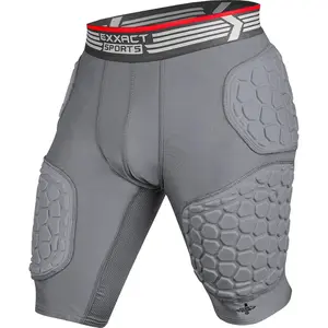 Exxact Sports Elite 5-Pad Adult Football Girdle for Men - Padded Compression Shorts, Mens Girdle Football with Cup Pocket (Gray)