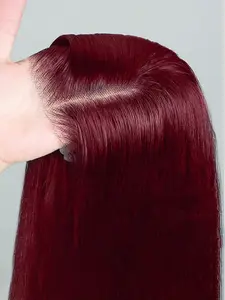 5x5 Lace Front Wig,100% Human Hair, Pre-Cut,Pre-Plucked,99J Color, Transparent Lace Wig,For Women, 150% Density, Virgin Hair