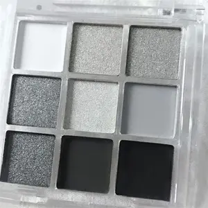 Black/Silver Smokey Eyeshadow Palette,White Eye Black Eye Shadow Palette,9 Colors Matte&Shimmer Eye Makeup Palette,Grey White Eyeshadow Makeup,Waterproof Cool Shades Eyeshadow Palette