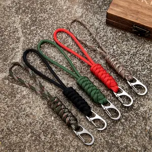Handmade Snake Knot Paracord Keychain Outdoor Rock Climbing Camping Rescue Emergency Survival Rope Metal Key Chains Gifts