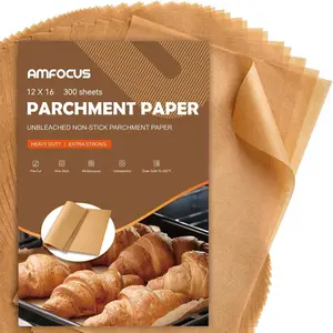 300 PCS Parchment Paper Sheets for Baking -12X16 Inches Precut Parchment Sheets, Non-Stick Unbleached Baking Paper Liners for Oven, Air Fryer, Baking Bread, Cakes, Cookies AMFOCUS