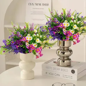 9pcs Daisy Artificial Flowers UV Resistant Eucalyptus Fake Plants, Outdoor & Indoor Decor, Mixed Colors All-Season Home Decoration, Artificial Flower Bouquet