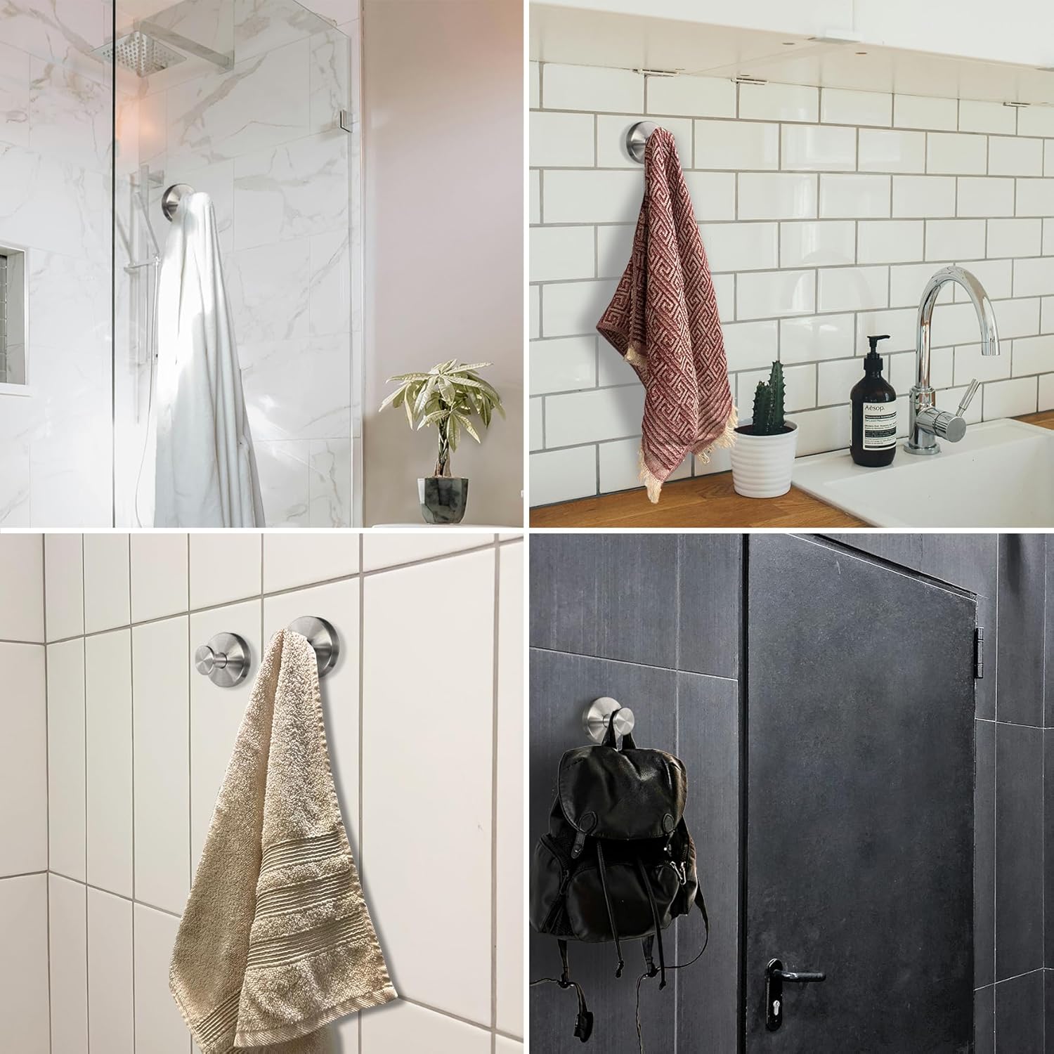 Suction Cup Hooks for Door Wreaths,2026 Upgrade No-Drill Hooks,Stainless Steel Waterproof Suction Cup Hook,Rustproof Holder Towel Hooks for Bathroom Wall,Kitchen,Glass,Tile(Gold) blade stand hangers