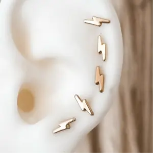 10k Gold Lightning Bolt Stud Earrings