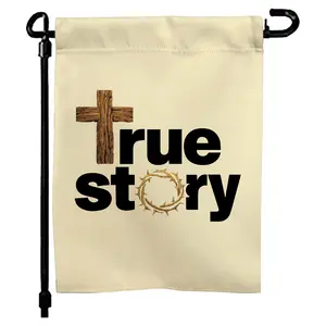 True Story Cross Crown of Thorns 12x17 Garden Flag - Outdoor Easter Decor, He Is Risen Garden Flag