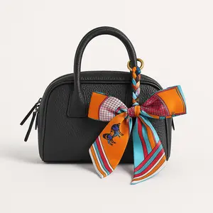 Designer-Inspired Scarf Bow Bag Charm – Elegant Purse Keychain & Handbag Accessory – Luxury Ribbon Bow for Women’s Tote, Shoulder Bag & Car Keys