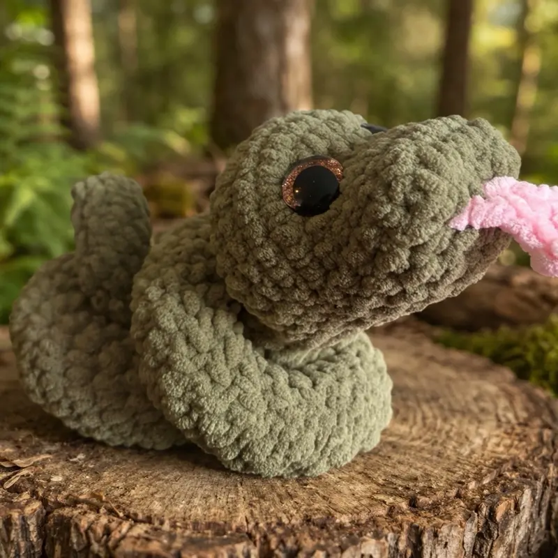 Handmade crocheted snake plushie