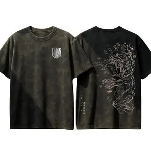 Attack on Titan Anime Oversize Acid Washed T-Shirt Eren Jeager Anime Tee Gift For Him