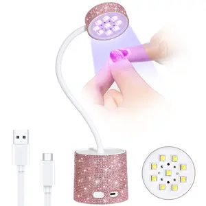 CHRISTINE SHELLY UV LED Nail Lamp 36W, Mini UV Light for Gel Nails Polish, Rechargeable LED Flash Cure Nail Dryer, Quick Drying Goosenecks UV Nail Lamp for Home Nail Salon DIY Manicure, Pink Cutics