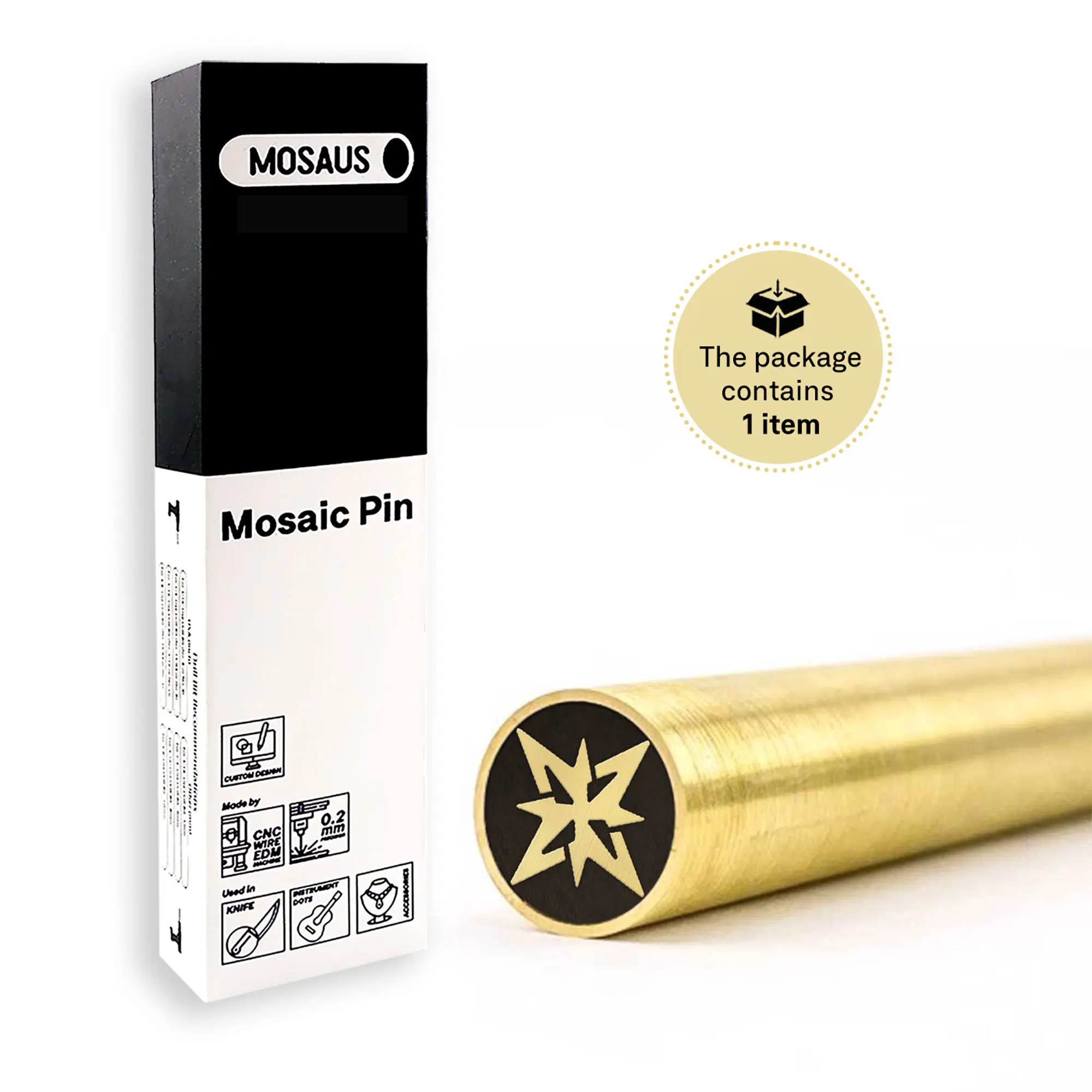MOSAUS Mosaic Pin for Knife | Compass | Brass or Stainless | Decorative Brass Knife Handle Pins