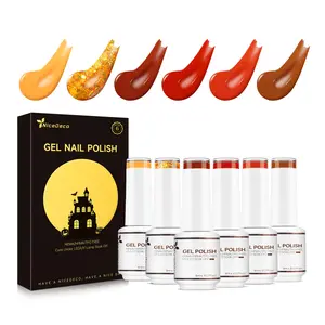 Nicedeco Hema Free Fall Gel Nail Polish Cruelty Free Vegan Burnt Orange Gel Polish Set Halloween Nail Art Manicure Salon DIY Home