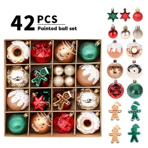 42pcs Christmas Decorations Gold Colorful Xmas Balls Set, Tree Ornaments, Easy to Hang, Perfect for Weddings Holidays Parties
