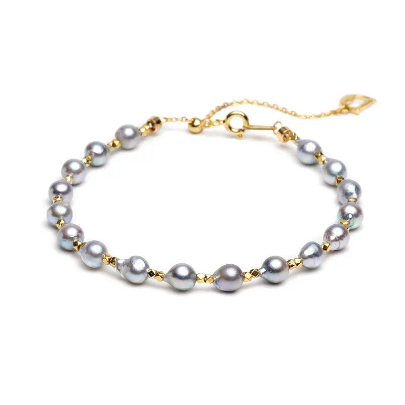 Colored Pearl Charm Bracelet, Delicate Gold Accent Freshwater Pearl Chain, Perfect Anniversary & Wedding Jewelry Gift for Women