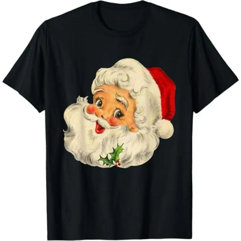 Vintage Christmas Santa Claus Face Funny Old Fashioned T-Shirt