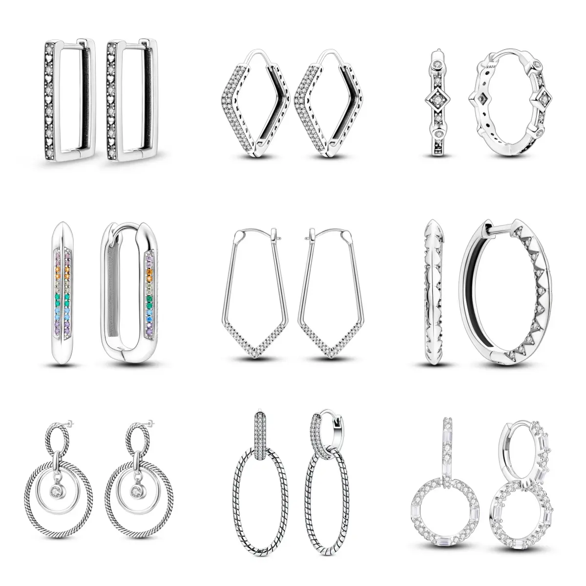 MULA Women's Geometric Earring Set | 925 Silver-plated with platinum plated and cubic zirconia | Minimalist jewelry | Perfect gift for her - Birthday, Valentine's Day, Mother's Day
