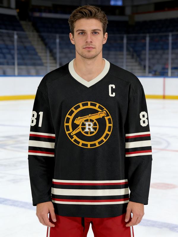 Heated Rivalry Black Hockey Jersey, Ice Hockey Sweatshirt, Rozanov #81 Classic Vintage Print Top, for TV Series Fans, Sport Training & Daily Wear